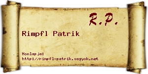 Rimpfl Patrik névjegykártya